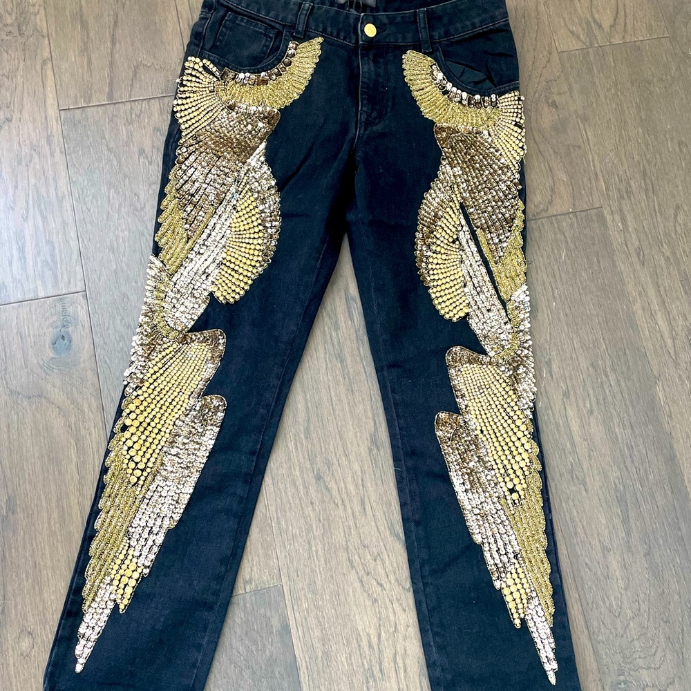 Black denim amen couture jeans